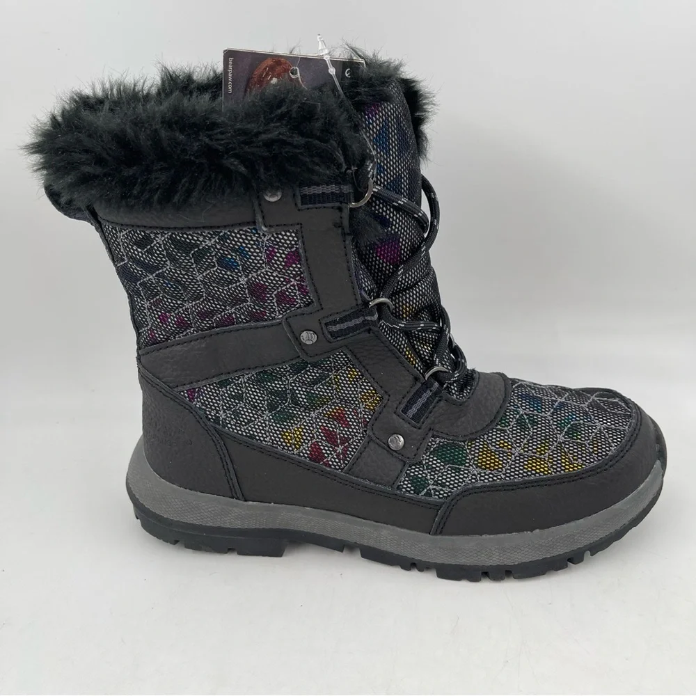 NWT! Bearpaw Big Kids Multicolor Fur Trimmed Wool Lined Winter Boots - Size 3 Y